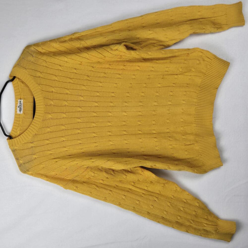 Vtg Italian Made Cerruti 1881 Yellow Crew Cable Knit Sweater Size 42 US Large